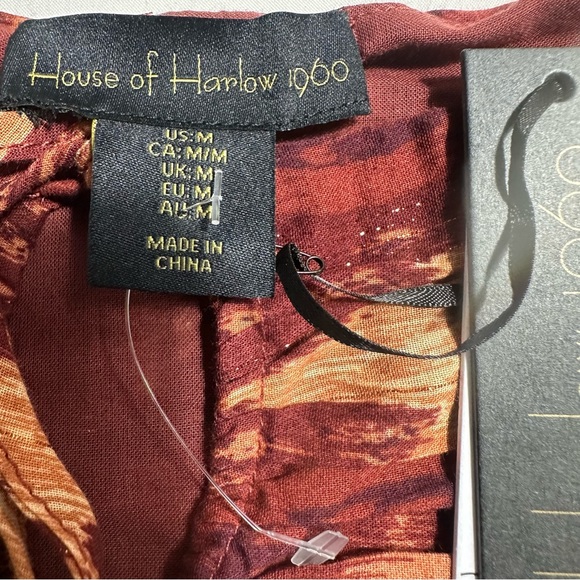 House of Harlow 1960 Chiffon Cocktail Party Long Puff Sleeve Dress Size M - Picture 11 of 13